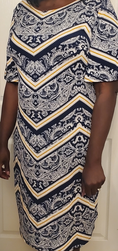 Glamour Split Sleeve Blue Paisley Dress - Picture 4 of 6
